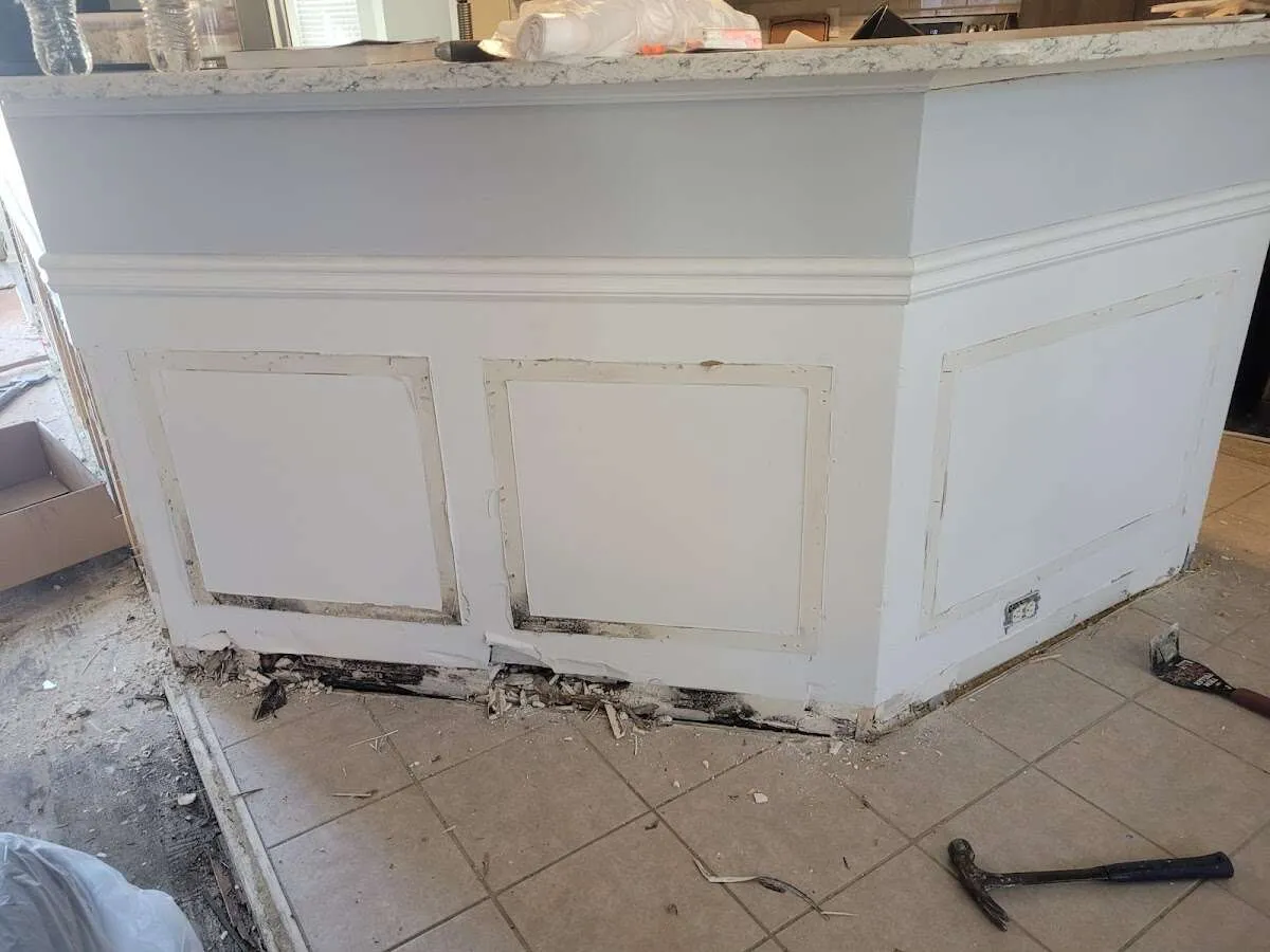 Water damage and mold on kitchen during Storm Damage Restoration in Hillsborough